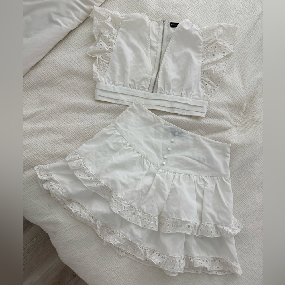 PrettyLittleThing White Skater Mini Skirt Set